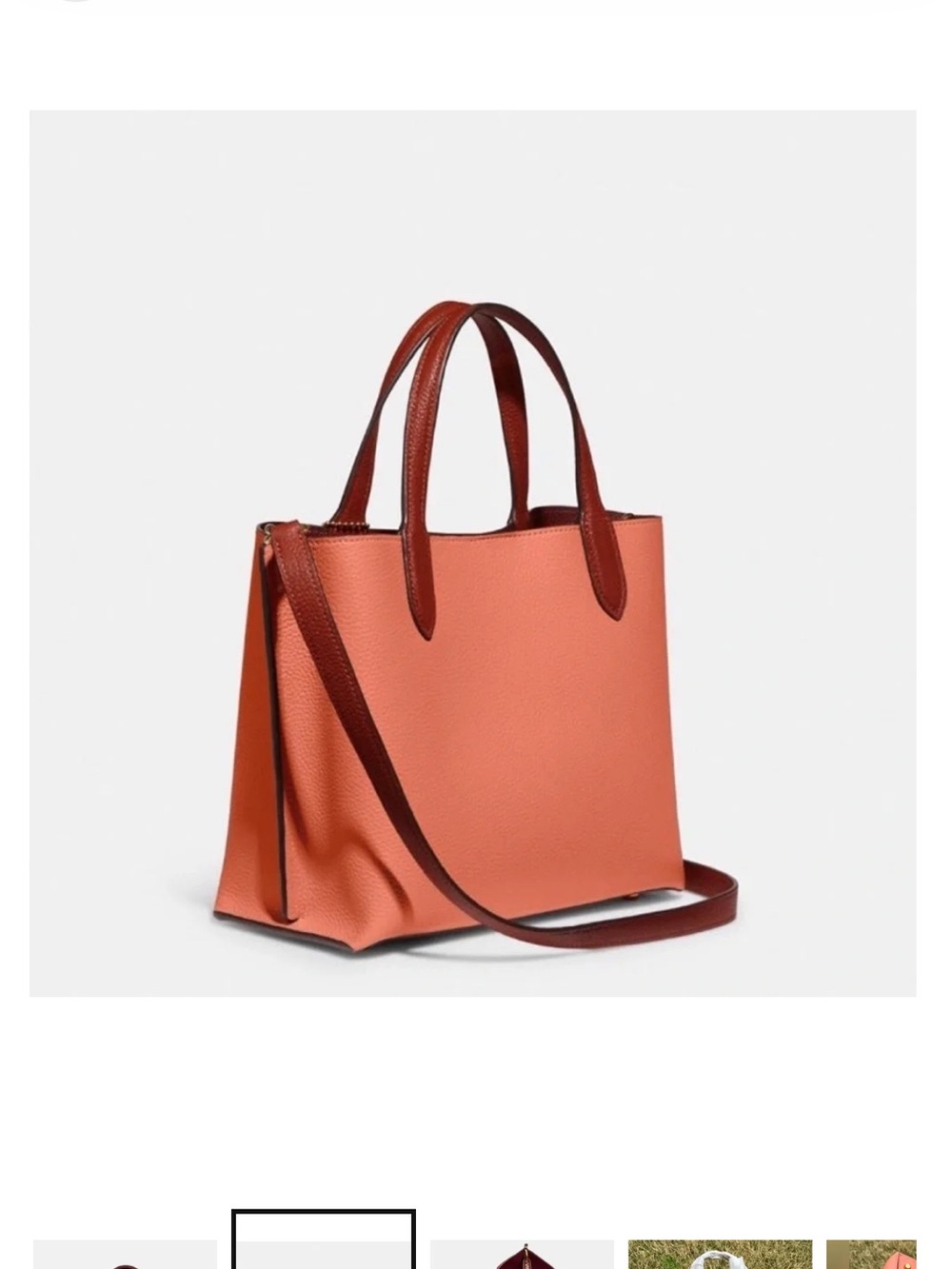 Coach Willow Tote 24 - Light Coral Multi Colorblock Leather - Picture 3 of 11